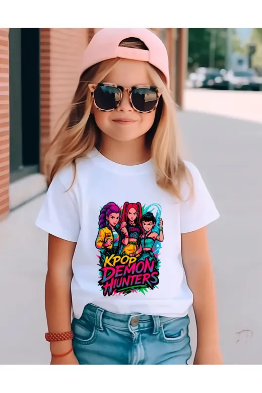 lovver hhuuntt1 Huntrix Kpop Rumi Mira Zoey Tasarımlı Premium Baskı Pamuklu Çocuk Tişört