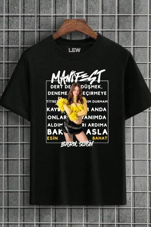 lovver manes1 Manifest Esin Başrol Sensin Şarkı Sözlü Özel Tasarım Pamuklu Premium Baskı Tişört