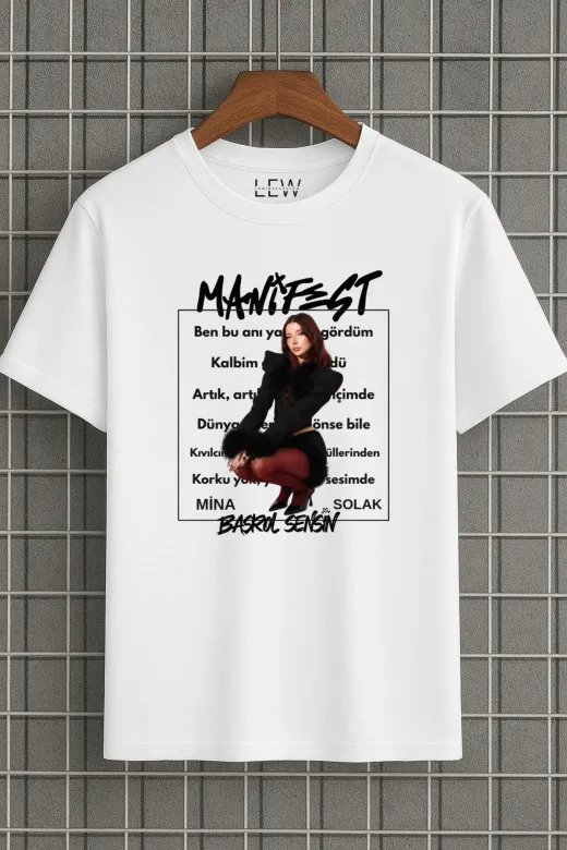 lovver minsol1 Manifest Mina Başrol Sensin Şarkı Sözlü Özel Tasarım Pamuklu Premium Baskı Tişört