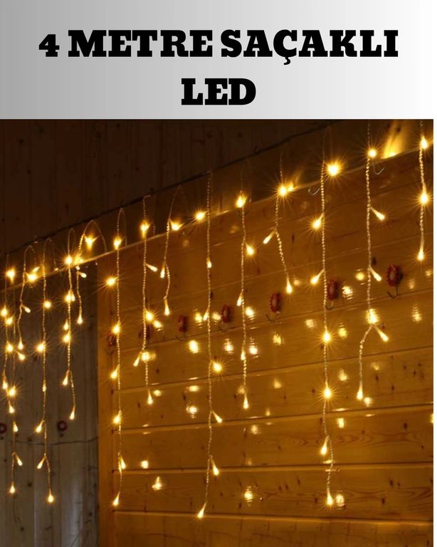 Luord Store TRİTHLTUCZZZKSAÇAKLI4METREPERDELED-BLNCCC 4 Metre Şelale Led Işık Perdesi Dekoratif Çok Renkli