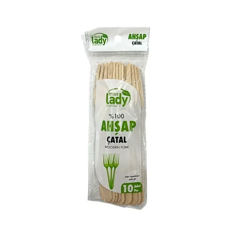 Lüx Ahşap Çatal 10'li