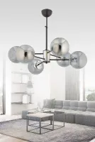 MADRİD 6'LI FÜME GLOB CAMLI MODERN SARKIT AVİZE OTURMA ODASI SALON ANTRE