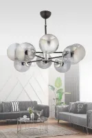 MADRİD 8'Lİ FÜME GLOB CAMLI MODERN SARKIT AVİZE OTURMA ODASI SALON ANTRE