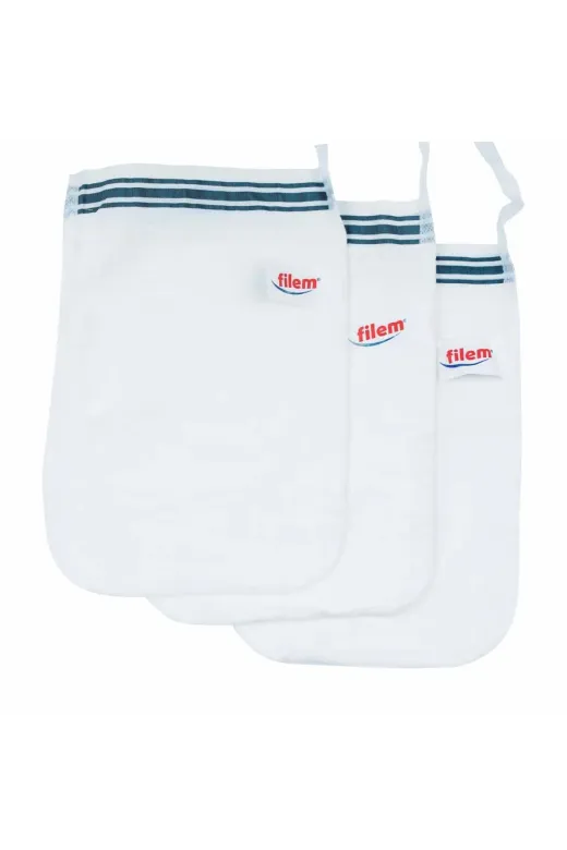 Magic Lady 8697970619831 Filem Beyaz Şerit Baskılı 5 Adet Peeling Hamam Banyo Kesesi 16X24 Cm