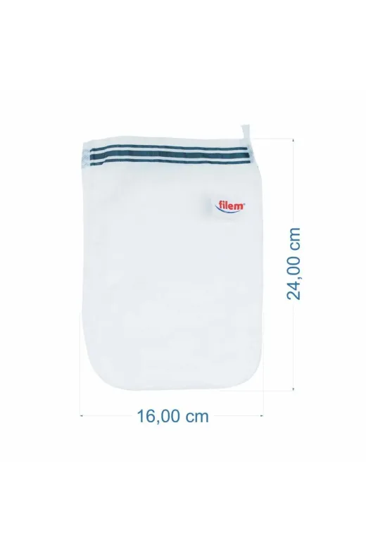 Magic Lady 8697970619831 Filem Beyaz Şerit Baskılı 5 Adet Peeling Hamam Banyo Kesesi 16X24 Cm