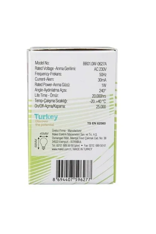 MAKEL M BB01.0W-0627A 1W Led Gece Lambası Yeşil