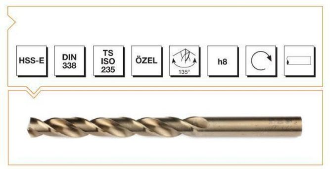 Makina Takım HSS-E Altın Seri İnox Delme Matkap Ucu 3 mm