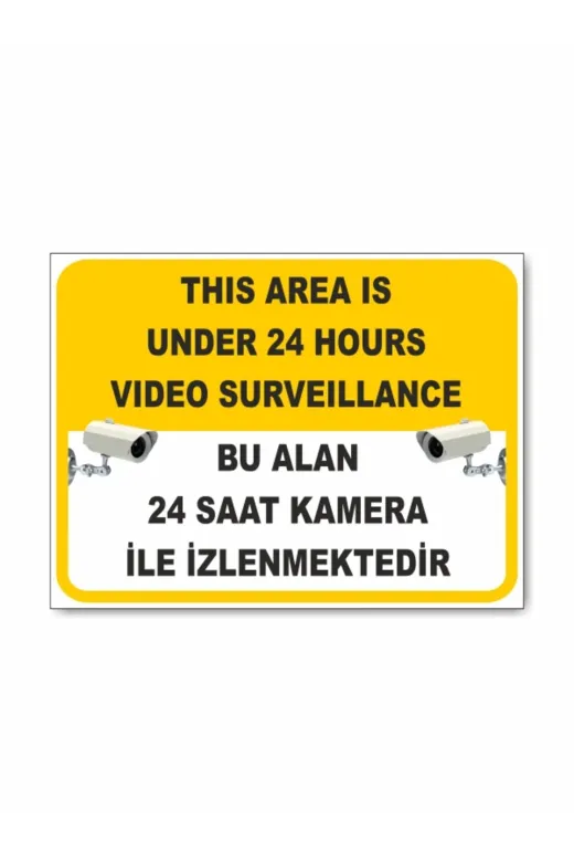 Makri gvlk4830 Bu Alan 24 Saat Kamera İle İzlenmektedir Güvenlik Kamerası Tabelası  Sarı