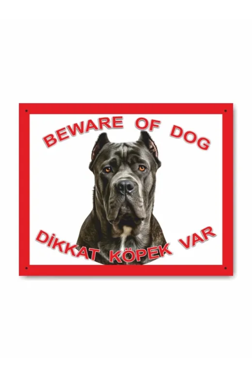 Makri kopekcanecorsokirmizi Cane Corso Dikkat Köpek Var Levhası Beware Of Dog Kırmızı