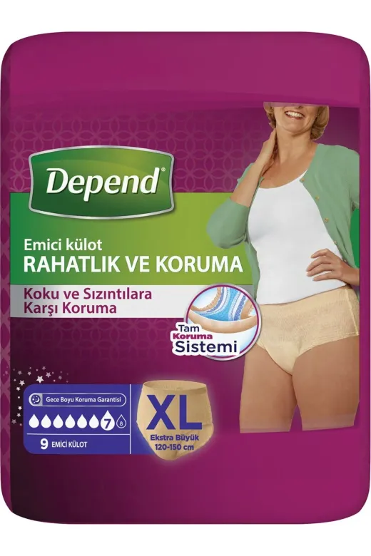 Mara Depend-XL Emici Külot Kadın Xl Beden 9'lu Paket Ultra Güvenli Esnek Yan Bariyer Ve Elastik Bel