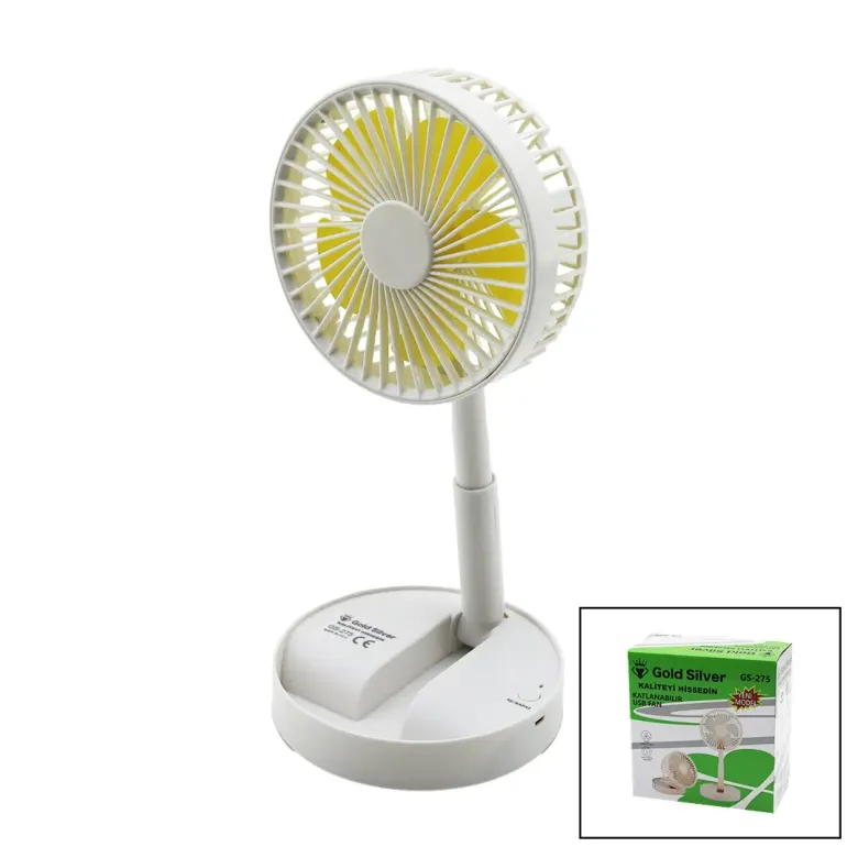 MASA ÜSTÜ VANTİLATÖR USB ŞARJIL KATLANIR FAN=13.6CM - UZAYAN AYAK=11-16CM 180 DERECE TELEFONLUKLU GS-275 (4745)