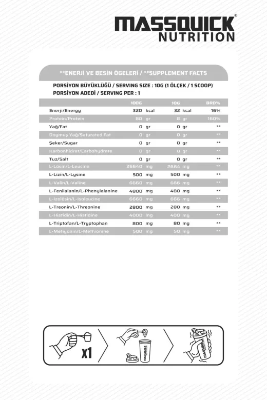massquick MQ-EAA-ANANAS-30 Eaa Ananas Aromalı - 150G - 15 Servis