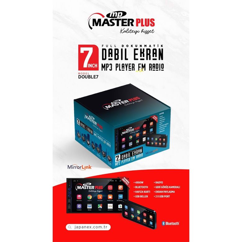 Masterplus 7Inç Double Oto Teyp Mirrorlink Mp9