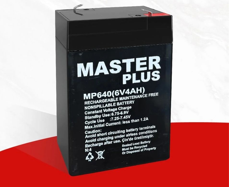 Masterplus Akü 6 Volt 4 Amper Işıldak Aküsü (70 X 48 X 101 Mm) Mp640