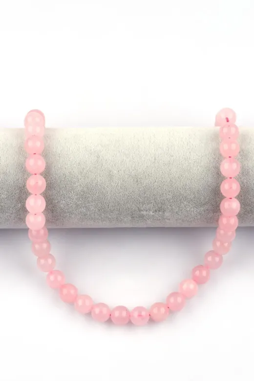 Mavera Doğaltaş PRA-8069616-4378999 Pembe Kuvars Doğal Taş Dizi 8 Mm Fasetli Küre Kesim