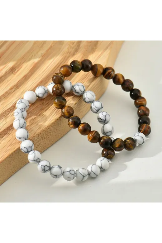 Mavera Doğaltaş PRA-8385747-2745999 Doğaltaş Kaplan Göüz - Havlit Bileklik 8Mm