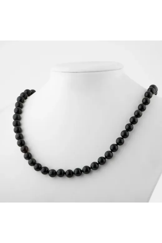 Mavera Doğaltaş PRA-8905143-6110999 Siyah Turmalin 8 Mm Düğümlü Doğal Taş Kolye