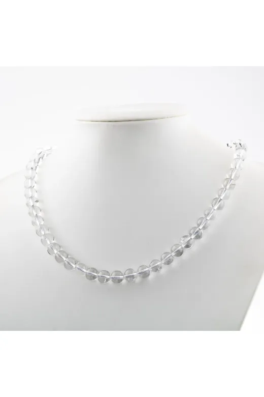 Mavera Doğaltaş PRA-8912378-3338999 Kristal Kuvars 8 Mm Dizi Doğal Taş Kolye