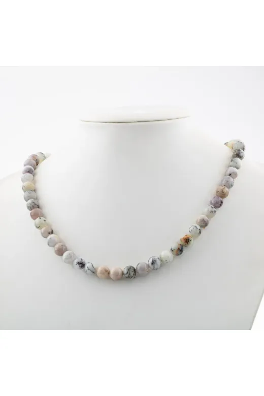 Mavera Doğaltaş PRA-8912514-5499999 Süt Opal 8 Mm Dizi Doğal Taş Kolye