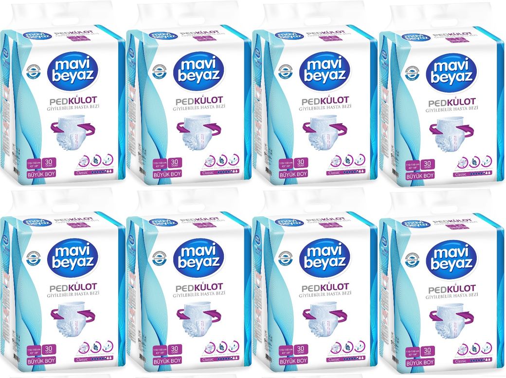 Mavi Beyaz Ped Emici Külot Yetişkin Bezi Large Büyük 240 Adet