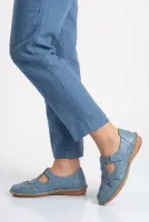 Mavi Hakiki Deri (Dar Kalıp Kadın Casual Ayakkabı