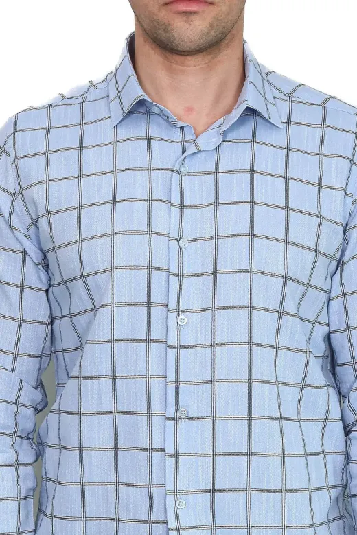Mavi Kareli Slim-Fit Gömlek - Wessi - L / Mavi