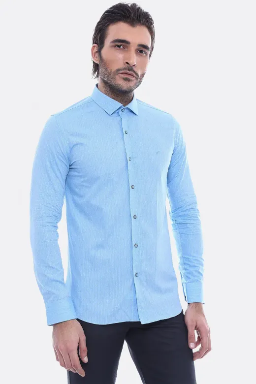 Mavi Pamuklu Erkek Gömlek | Wessi - XL / Blue