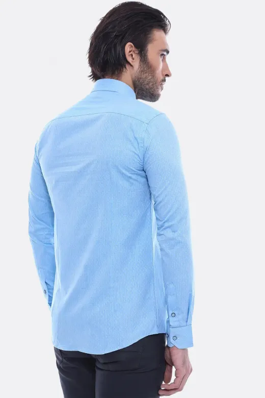 Mavi Pamuklu Erkek Gömlek | Wessi - XL / Blue