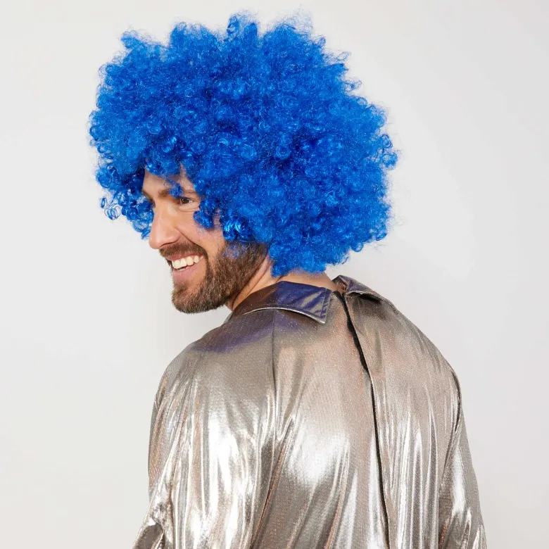 Mavi Renk Kıvırcık Afro Bonus Peruk (4745)