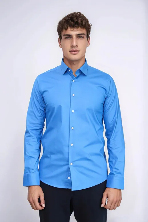 Mavi Slimfit Erkek Gömlek | Wessi - M / Mavi