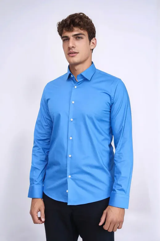 Mavi Slimfit Erkek Gömlek | Wessi - M / Mavi
