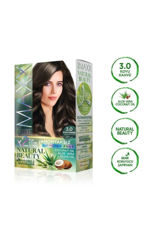 MAXX DELUXE RT-RYL-ARMAXX30 Natural Beauty Amonyaksız Saç Boyası 3.0 Koyu Kahve