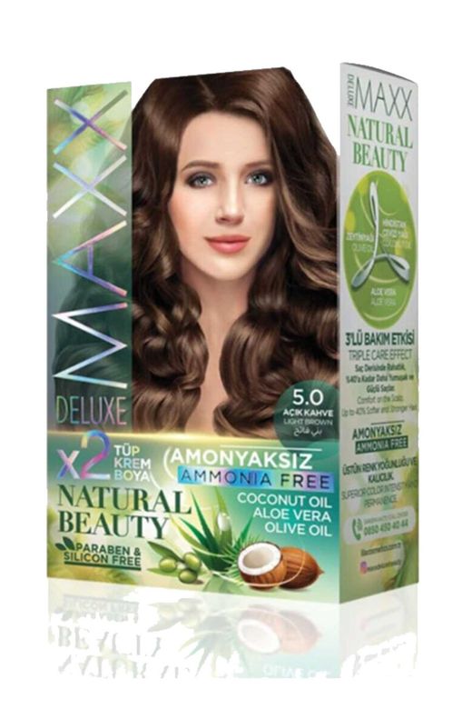 MAXX DELUXE RT-RYL-ARMAXX50 Natural Beauty Amonyaksız Saç Boyası 5.0 Açık Kahve