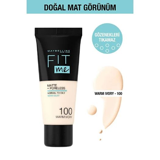 Maybelline New York ST21010205 Maybelline No:100 Warm Ivory 30 Ml Fit Me Matte+Poreless Fondöten