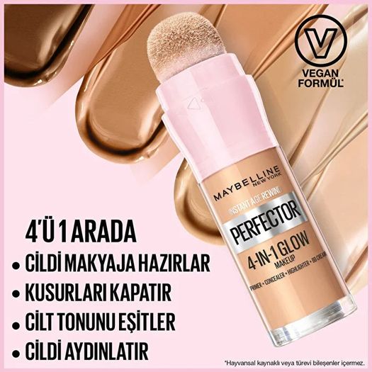 Maybelline New York ST23120183 Maybelline Instant Perfector Glow 4 Etki 1 Arada Fondöten 00 Fair Light