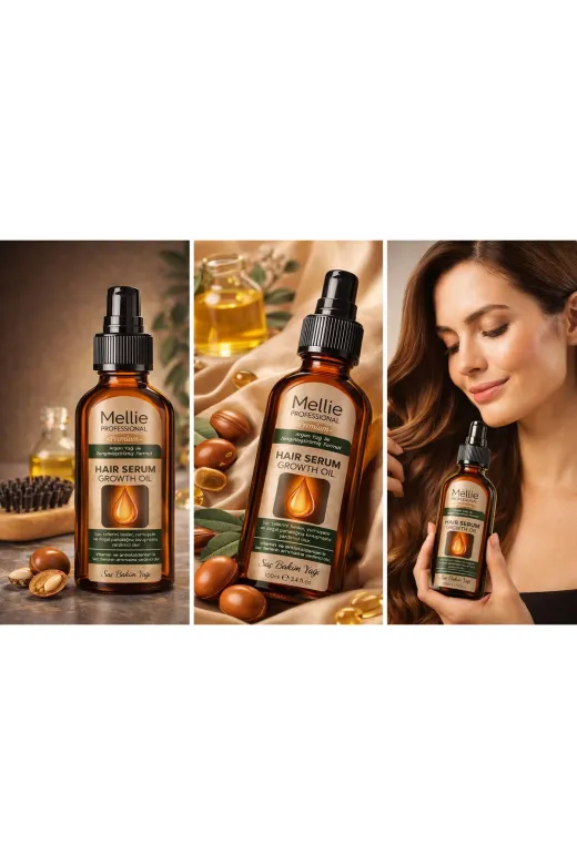 mellie mellie004_sac_serumu Argan Yağı & Vitamin Ile Yoğun Etkili Onarıcı Saç Bakım Yağı