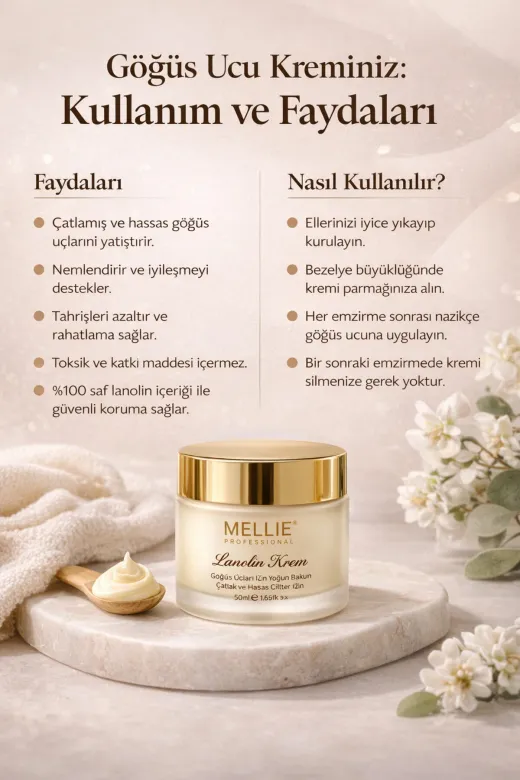Mellie Professional 0018 %100 Doğal Lanolin Göğüs Ucu Bakım Kremi 50 Ml