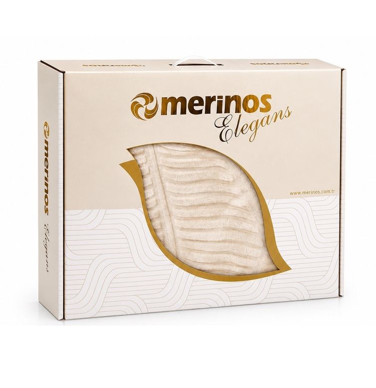 Merinos Elegans Kalın Embos Tek Kişilik Kutulu Battaniye (160x220) - Bej