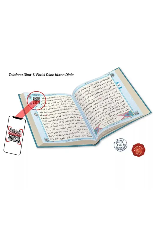 Merve Yayınları TYC00205022110 Kur'an-I Kerim Bilgisayar Hatlı Mavi Renk Orta Boy Kur-An 015 Sesli Kur-An
