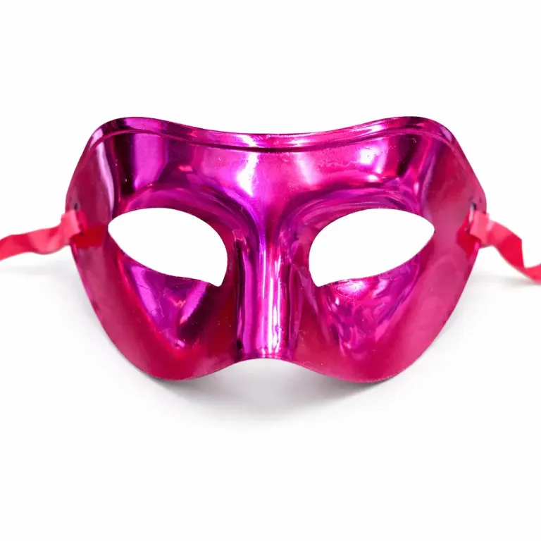 Metalize Parlak Parti Maskesi Pembe Renk 16x7 cm (4745)