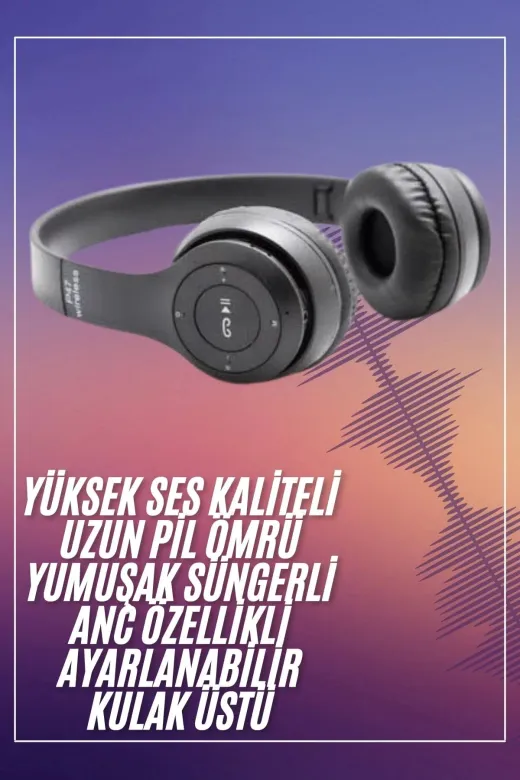 MEY MEYİTHMEYTDUCZZZP47KULAKLIKKK3 İthalat® Bluetooth Kablosuz Kulaklık Siyah Wireless 5.0 Kulak Üstü Uzun Pil Ömrü