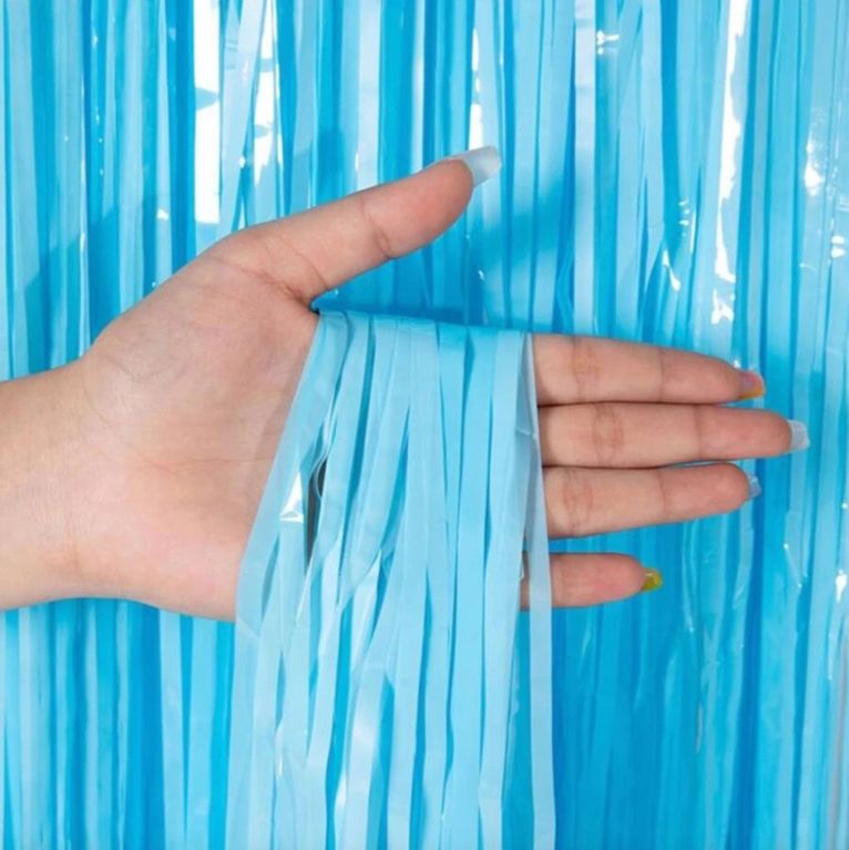 MEYXTE219-M-BLMY Mey İthalat Soft Mavi Püsküllü Kapı Perdesi - Parti, Baby Shower, Sünnet Süsü 1X2 M Diğer