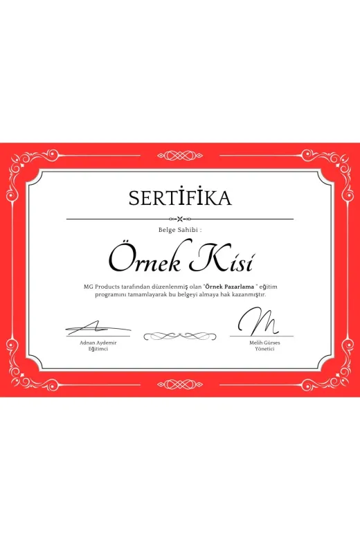 MG PRODUCT srt01 Sertifika Kişiye Özel
