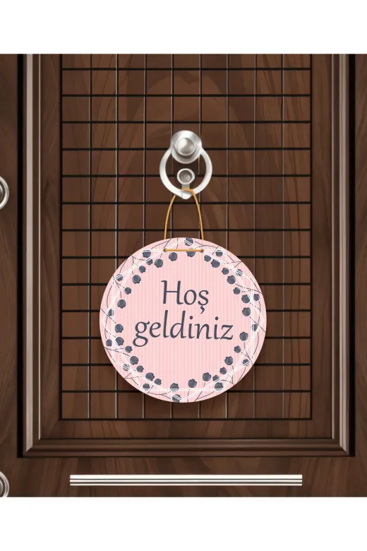 M&H Quality 4654511000 Evimize Neşe Getirdiniz" Yazılı Mdf Kapı Süsü | 22.5 Cm | Dekoratif Halat Askılı Giriş Dekoru