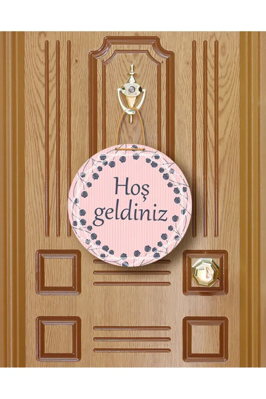 M&H Quality 4654511000 Evimize Neşe Getirdiniz" Yazılı Mdf Kapı Süsü | 22.5 Cm | Dekoratif Halat Askılı Giriş Dekoru