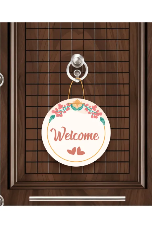 M&H Quality 46548000888 Çiçek Desenli Welcome Kapı Süsü | Kapı Aksesuarı