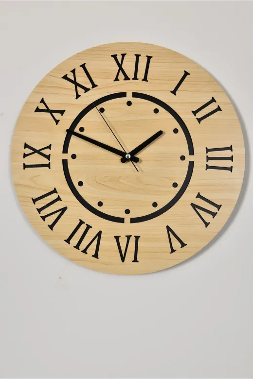 M&H Quality 5158415415415 Dekoratif Modern Ahşap Duvar Saati ( Sessiz Akar Saat )