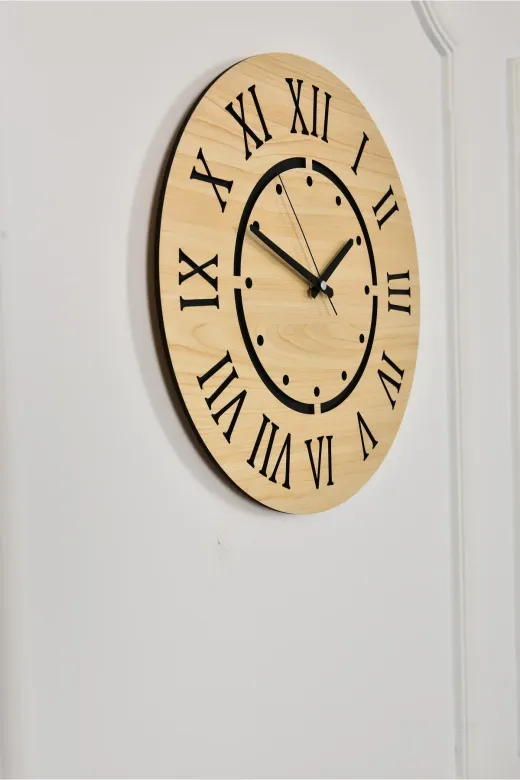 M&H Quality 5158415415415 Dekoratif Modern Ahşap Duvar Saati ( Sessiz Akar Saat )