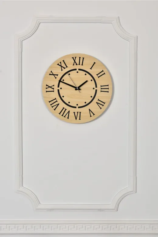 M&H Quality 5158415415415 Dekoratif Modern Ahşap Duvar Saati ( Sessiz Akar Saat )