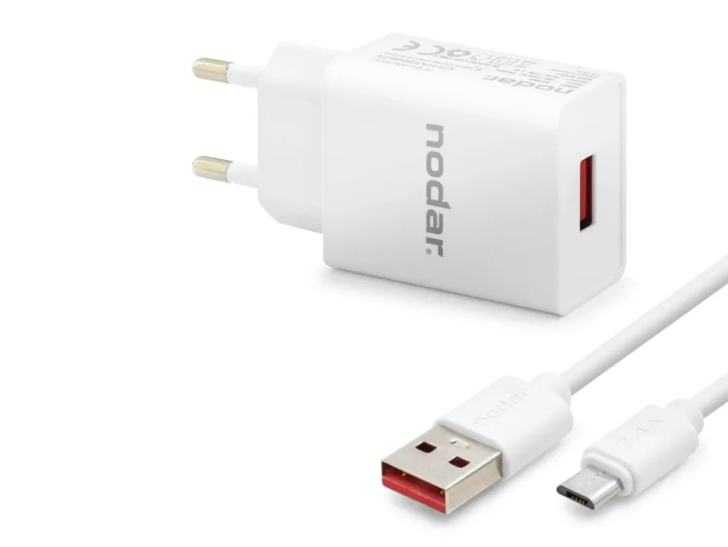 Micro Usb Hızlı Şarj Seti 12W 2.4A Usb Adaptörlü - Beyaz ND1004
